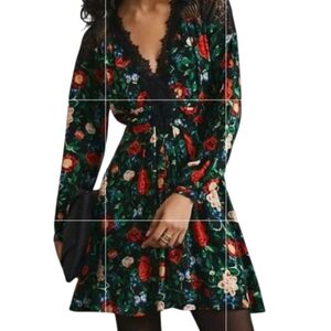 Anthropologie Lacy V Neck Floral Dress Size 8 US